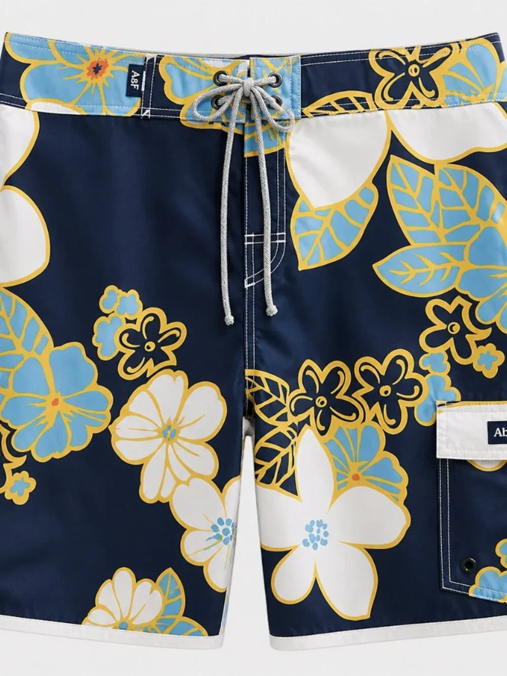 Abercrombie & Fitch Blue and Yellow Floral Board Shorts 34 waist Y2K Hawaiian